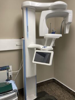 dentist chair with attached monitor