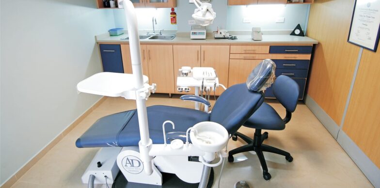 dental office with wooden counters
